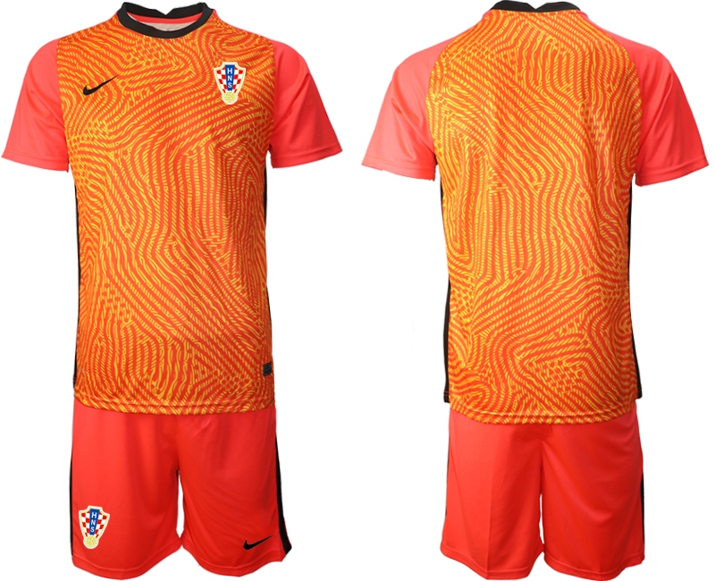 Men 2021 European Cup Croatia orange goalkeeper Soccer Jerseys